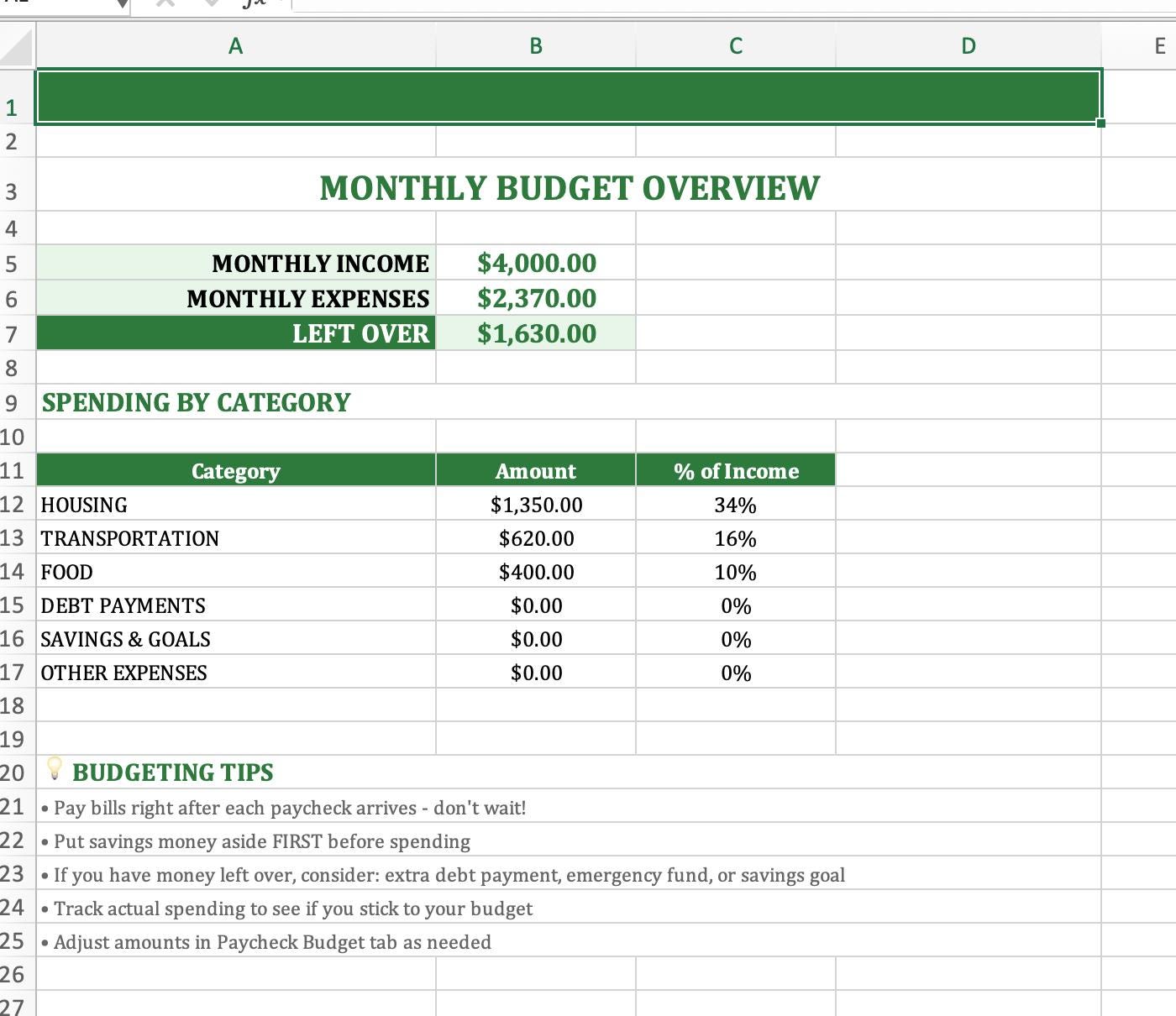 Paycheck Budget Spreadsheet | Biweekly Budget Planner | Budget by Paycheck | Excel Google Sheets | Download