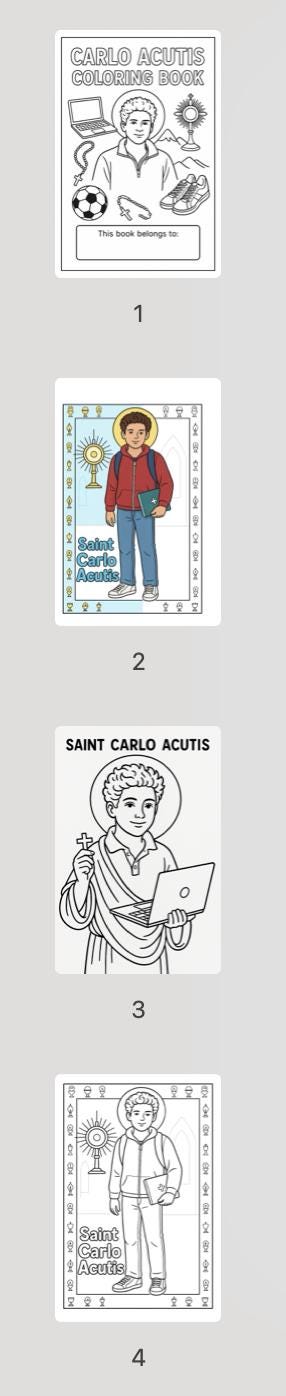 Carlo Acutis 4-Page Mini Coloring Book • Catholic Saints Printable • Religious Kids Activity • Download