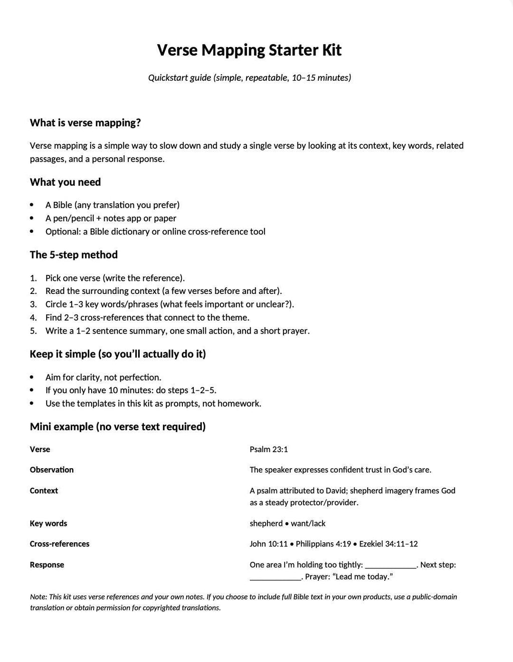 Verse Mapping Templates + Quickstart Guide | Printable Bible Study Worksheets + Tracker Spreadsheet | Digital Download