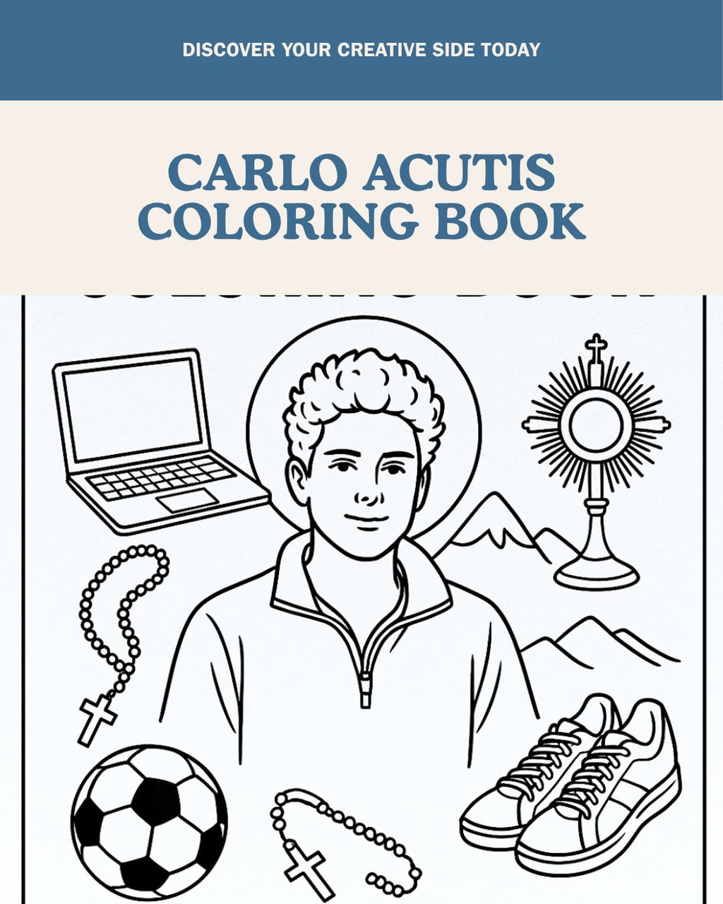 Carlo Acutis 4-Page Mini Coloring Book • Catholic Saints Printable • Religious Kids Activity • Download