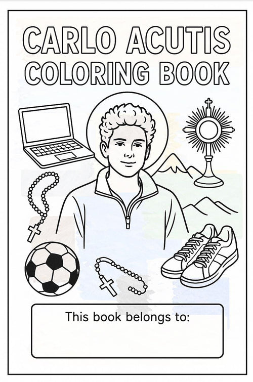 Carlo Acutis 4-Page Mini Coloring Book • Catholic Saints Printable • Religious Kids Activity • Download
