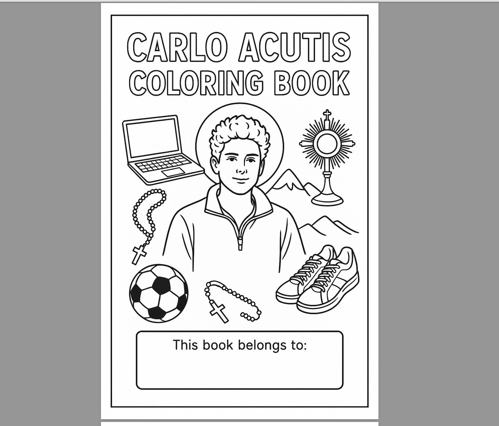 Carlo Acutis 4-Page Mini Coloring Book • Catholic Saints Printable • Religious Kids Activity • Download
