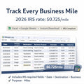 Mileage Tracker Excel | IRS Mileage Log | Business Miles Tax Deduction | Google Sheets | Instant Download