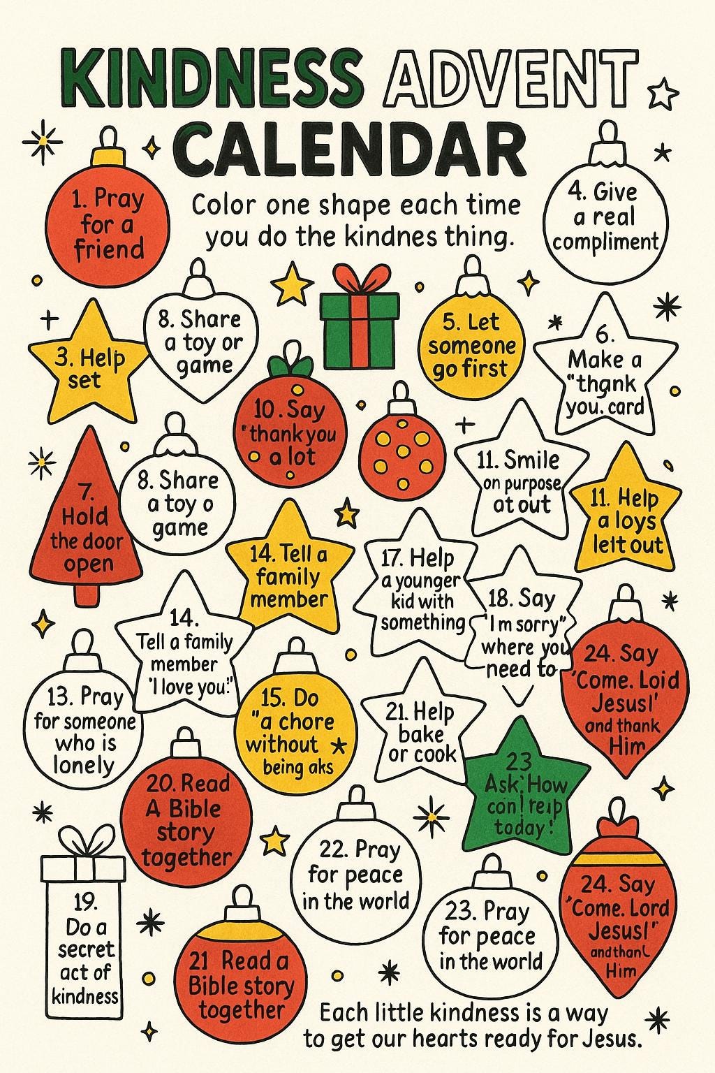 Kindness Advent Calendar for Kids | Christian Activity (PDF)