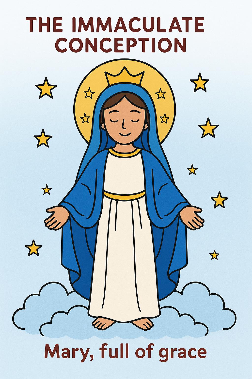 Immaculate Conception Coloring Pages • Catholic Kids Activity (Instant Download)