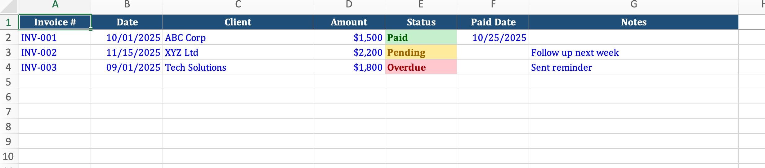 Invoice Template Excel | Professional Invoice Tracker | Small Business Invoicing System | Freelance | Instant Download