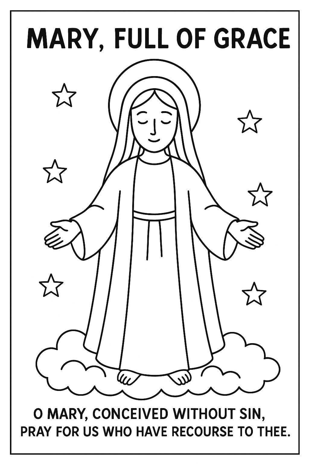 Immaculate Conception Coloring Pages • Catholic Kids Activity (Instant Download)