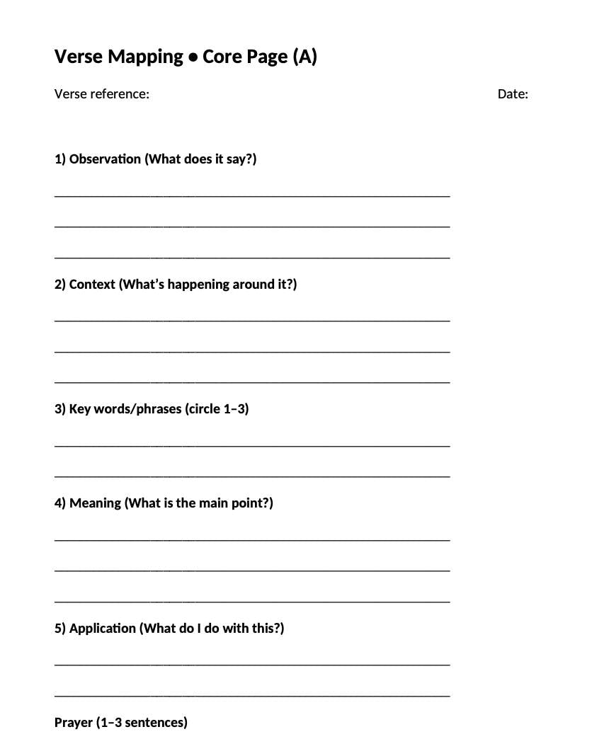 Verse Mapping Templates + Quickstart Guide | Printable Bible Study Worksheets + Tracker Spreadsheet | Digital Download